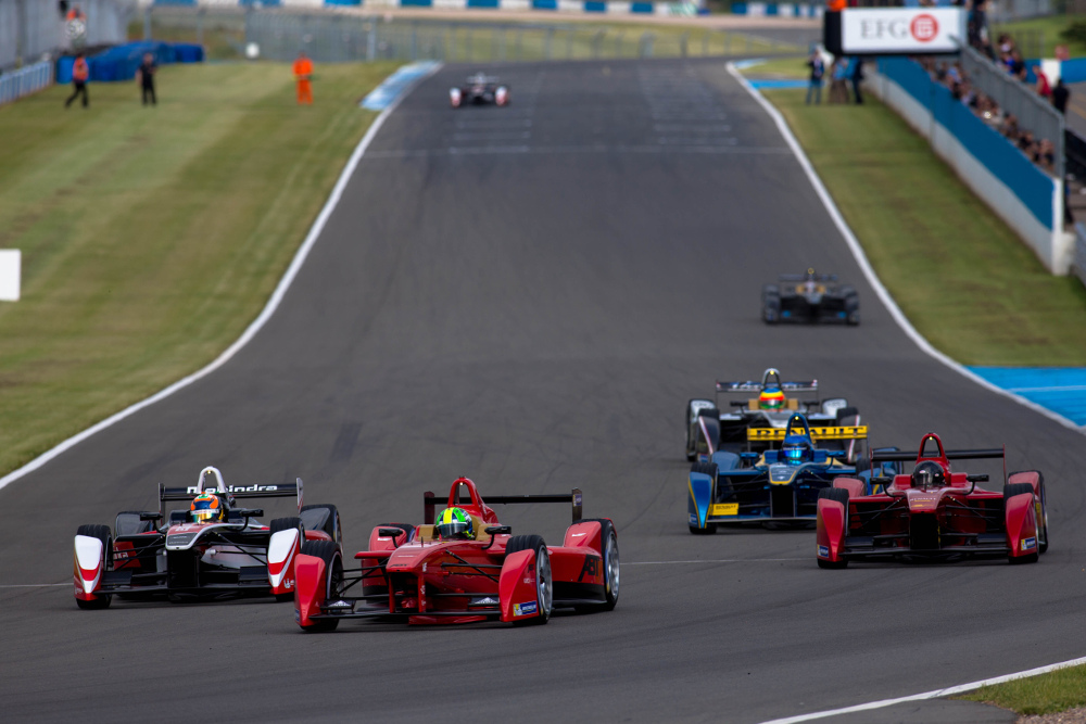 1. The Formula E cars in action during today's first official test