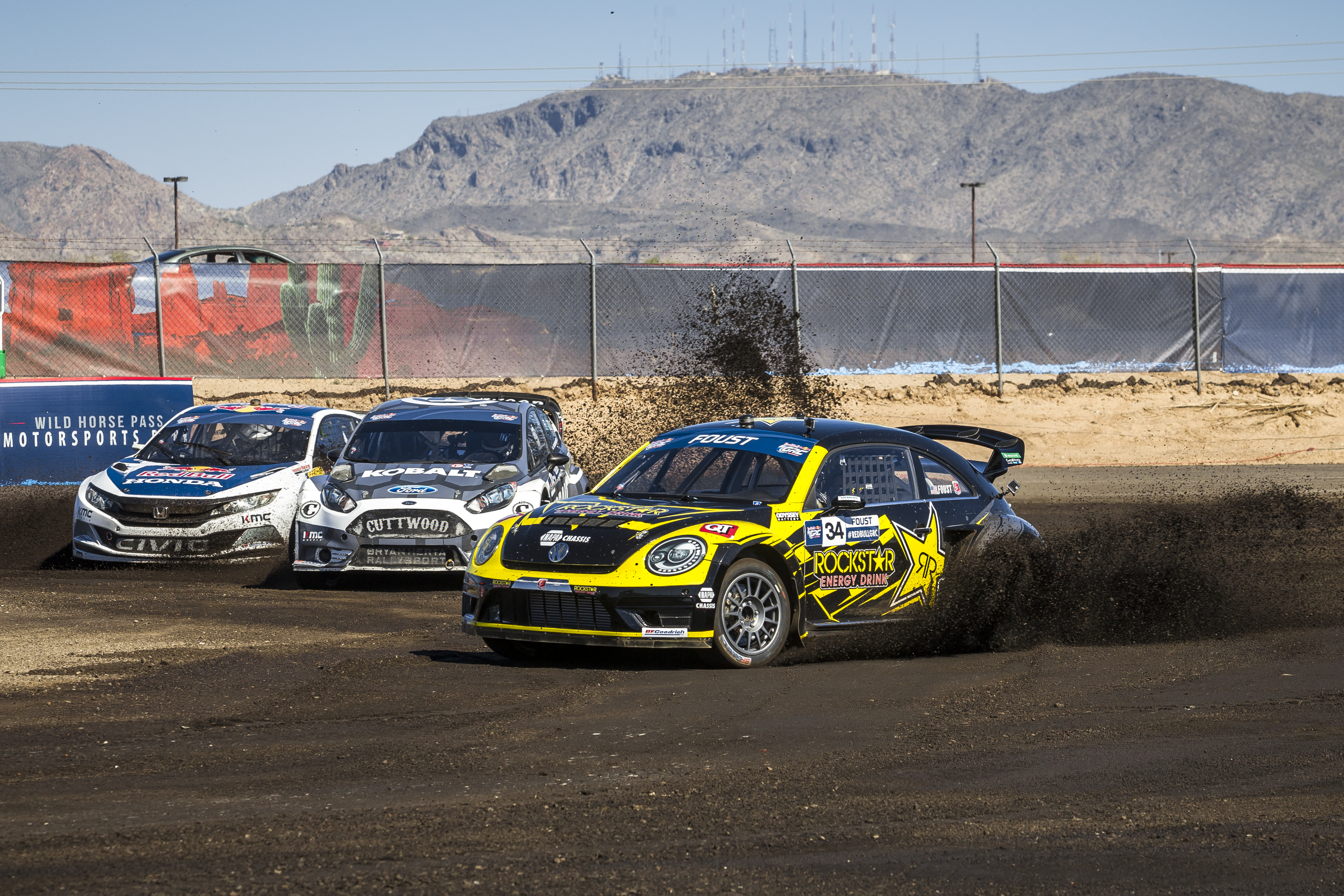 Tanner Faust races at Round 2 of Red Bull Global Rallycross at Wild Horse Pass Motorsports Park in Phoenix, Arizona, USA on March 22, 2016